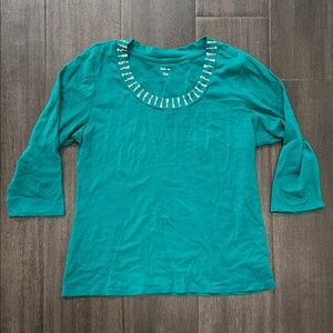Green Embellished Women's Top